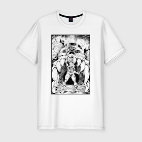 Мужская футболка хлопок Slim с принтом He-Man | Masters of the Universe | ЧБ (Z) в городе Новоалтайск, 92% хлопок, 8% лайкра | приталенный силуэт, круглый вырез ворота, длина до линии бедра, короткий рукав | he man | masters of the universe | she ra | властелины вселенной
