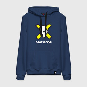 Женская толстовка хлопок с принтом Deathloop - Skull в городе Новоалтайск, френч-терри, мягкий теплый начес внутри (100% хлопок) | карман-кенгуру, эластичные манжеты и нижняя кромка, капюшон с подкладом и шнурком | death | deathloop | game | games | loop | skull | дэслуп | дэт | дэтлуп | знак | игра | игры | лого | луп | мертвая | пелтя | символ