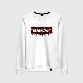 Женский свитшот хлопок с принтом Deathloop - Flames в городе Новоалтайск, 100% хлопок | прямой крой, круглый вырез, на манжетах и по низу широкая трикотажная резинка  | death | deathloop | game | games | loop | дэслуп | дэт | дэтлуп | знак | игра | игры | лого | луп | мертвая | огонь | пелтя | пламя | символ