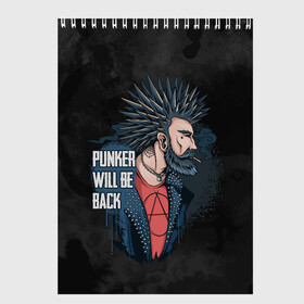 Скетчбук с принтом Punker в городе Новоалтайск, 100% бумага
 | 48 листов, плотность листов — 100 г/м2, плотность картонной обложки — 250 г/м2. Листы скреплены сверху удобной пружинной спиралью | анархия | арт | графика | мужчина | панк | рок | рокер | человек