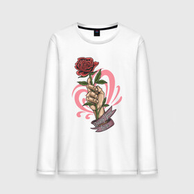Мужской лонгслив хлопок с принтом Bring Your Love в городе Новоалтайск, 100% хлопок |  | love | иллюстрация | роза | рука | сердце