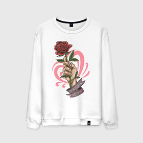 Мужской свитшот хлопок с принтом Bring Your Love в городе Новоалтайск, 100% хлопок |  | love | иллюстрация | роза | рука | сердце