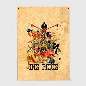 Постер с принтом One Piece пираты Соломенной Шляпы в городе Новоалтайск, 100% бумага
 | бумага, плотность 150 мг. Матовая, но за счет высокого коэффициента гладкости имеет небольшой блеск и дает на свету блики, но в отличии от глянцевой бумаги не покрыта лаком | anime | manga | monkey d. luffy | one piece | аниме | большой куш | ван пис | вон пис | гол д. роджер | кайдо | король пиратов | луфи | луффи | манга | манки д. луффи | нами | нико робин | пират | портгас д. эйс | ророноа зоро