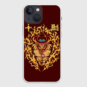 Чехол для iPhone 13 mini с принтом One Piece Портгас Д. Эйс в огне в городе Новоалтайск,  |  | anime | manga | one piece | whitebeard pirates | аниме | бандит | большой куш | ван пис | вон пис | гол д. эйс | командир 2 ой дивизии | король пиратов | манга | пират | пираты белой бороды | пираты белоуса | портгас д. эйс