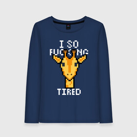 Женский лонгслив хлопок с принтом Tired Giraffe в городе Новоалтайск, 100% хлопок |  | animal | censored | giraffe | pixel art | tired | животное | жираф | пиксель арт | усталый