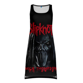 Платье-майка 3D с принтом MICK THOMPSON | SLIPKNOT | СЛИПКНОТ (Z) в городе Новоалтайск, 100% полиэстер | полуприлегающий силуэт, широкие бретели, круглый вырез горловины, удлиненный подол сзади. | mick thompson | rock | slipknot | кейси джонс | мик томпсон | петля | рок | скользящий узел | слипкнот | тяжелый рок | удавка