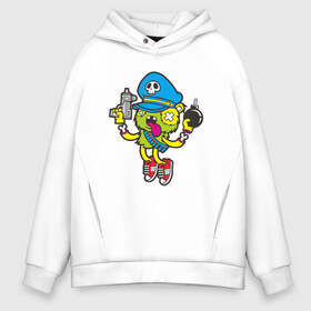 Мужское худи Oversize хлопок с принтом Crazy Bomberman в городе Новоалтайск, френч-терри — 70% хлопок, 30% полиэстер. Мягкий теплый начес внутри —100% хлопок | боковые карманы, эластичные манжеты и нижняя кромка, капюшон на магнитной кнопке | bomberman | crazy | бомба | бомбермен | бомбермэн | оружие