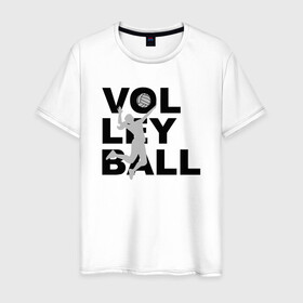 Мужская футболка хлопок с принтом Volleyball в городе Новоалтайск, 100% хлопок | прямой крой, круглый вырез горловины, длина до линии бедер, слегка спущенное плечо. | ball | beach | game | sport | volley | volleyball | волейбол | волейболист | волейболистка | гол | игра | игрок | мяч | площадка | пляж | пляжный | победа | сетка | спорт | тренер | чемпион