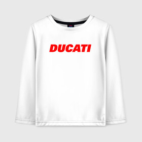 Детский лонгслив хлопок с принтом DUCATI ЛОГОТИП НАДПИСЬ  в городе Новоалтайск, 100% хлопок | круглый вырез горловины, полуприлегающий силуэт, длина до линии бедер | ducati | moto | motocycle | racing | sport | дукати | мото | мотоспорт | мотоцикл | рейсинг | спорт