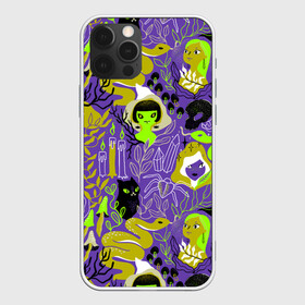 Чехол для iPhone 12 Pro Max с принтом Шабаш в городе Новоалтайск, Силикон |  | halloween | kostolom3000 | ведьма | ведьмы | грибы | змея | кот | магия | природа | фиолетовый | хэллоуин | черный кот | шабаш