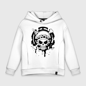 Детское худи Oversize хлопок с принтом Веселый Роджер Трафальгара Ло One Piece в городе Новоалтайск, френч-терри — 70% хлопок, 30% полиэстер. Мягкий теплый начес внутри —100% хлопок | боковые карманы, эластичные манжеты и нижняя кромка, капюшон на магнитной кнопке | anime | manga | one piece | trafalgar d. water law | аниме | большой куш | ван пис | вон пис | доктор | капитан | король пиратов | лого | манга | пират | пираты сердца | ситибукай | смайл | трафальгар д. ватер ло
