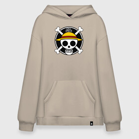 Худи SuperOversize хлопок с принтом One Piece Весёлый Роджер в городе Новоалтайск, 70% хлопок, 30% полиэстер, мягкий начес внутри | карман-кенгуру, эластичная резинка на манжетах и по нижней кромке, двухслойный капюшон
 | anime | manga | one piece | аниме | большой куш | ван пис | весёлый роджер | вон пис | король пиратов | логотип | манга | монки д. луффи | мугивары | перекрещённый костями | пират | пиратский флаг