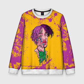 Детский свитшот 3D с принтом LIL PUMP | ЛИЛ ПАМП | БРЫЗГИ (Z) в городе Новоалтайск, 100% полиэстер | свободная посадка, прямой крой, мягкая тканевая резинка на рукавах и понизу свитшота | Тематика изображения на принте: esketit | gucci gang | lil pump | pattern | брызги | гуччи ганг | лил памп