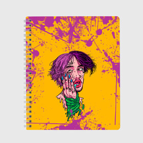 Тетрадь с принтом LIL PUMP | ЛИЛ ПАМП | БРЫЗГИ (Z) в городе Новоалтайск, 100% бумага | 48 листов, плотность листов — 60 г/м2, плотность картонной обложки — 250 г/м2. Листы скреплены сбоку удобной пружинной спиралью. Уголки страниц и обложки скругленные. Цвет линий — светло-серый
 | esketit | gucci gang | lil pump | pattern | брызги | гуччи ганг | лил памп