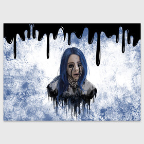 Поздравительная открытка с принтом BILLIE EILISH | БИЛЛИ АЙЛИШ (Z) в городе Новоалтайск, 100% бумага | плотность бумаги 280 г/м2, матовая, на обратной стороне линовка и место для марки
 | Тематика изображения на принте: be | billie | billie eilish | blohsh | ghoul | айлиш | билли | билли айлиш | бэрд | пайрат | пайрат бэрд