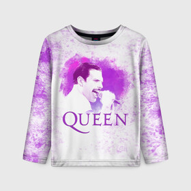 Детский лонгслив 3D с принтом Freddie Mercury | Queen (Z) в городе Новоалтайск, 100% полиэстер | длинные рукава, круглый вырез горловины, полуприлегающий силуэт
 | freddie mercury | music | queen | брайан мэй | глэм рок | джон дикон | квин | королева | музыка | поп рок | роджер тейлор | фредди меркьюри | хард рок