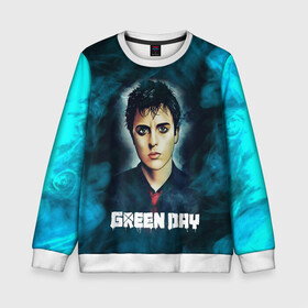 Детский свитшот 3D с принтом Billie | GreenDay | ГринДай (Z) в городе Новоалтайск, 100% полиэстер | свободная посадка, прямой крой, мягкая тканевая резинка на рукавах и понизу свитшота | billie joe armstrong | greenday | rock | альтернативный | билли джо армстронг | гриндей | зеленый день | майк дёрнт | музыка | панк рок | поп панк | рок | тре кул
