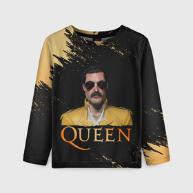 Детский лонгслив 3D с принтом Фредди Меркьюри | Freddie Mercury (Z) в городе Новоалтайск, 100% полиэстер | длинные рукава, круглый вырез горловины, полуприлегающий силуэт
 | freddie mercury | music | queen | брайан мэй | глэм рок | джон дикон | квин | королева | музыка | поп рок | роджер тейлор | фредди меркьюри | хард рок