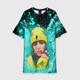 Детское платье 3D с принтом BILLIE EILISH | БИЛЛИ АЙЛИШ (Z) в городе Новоалтайск, 100% полиэстер | прямой силуэт, чуть расширенный к низу. Круглая горловина, на рукавах — воланы | Тематика изображения на принте: be | billie | billie eilish | blohsh | ghoul | айлиш | билли | билли айлиш | бэрд | пайрат | пайрат бэрд