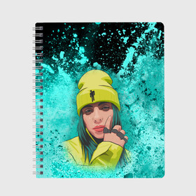Тетрадь с принтом BILLIE EILISH | БИЛЛИ АЙЛИШ (Z) в городе Новоалтайск, 100% бумага | 48 листов, плотность листов — 60 г/м2, плотность картонной обложки — 250 г/м2. Листы скреплены сбоку удобной пружинной спиралью. Уголки страниц и обложки скругленные. Цвет линий — светло-серый
 | be | billie | billie eilish | blohsh | ghoul | айлиш | билли | билли айлиш | бэрд | пайрат | пайрат бэрд