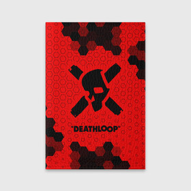 Обложка для паспорта матовая кожа с принтом Deathloop - Череп - Соты в городе Новоалтайск, натуральная матовая кожа | размер 19,3 х 13,7 см; прозрачные пластиковые крепления | death | deathloop | game | games | loop | дэслуп | дэт | дэтлуп | знак | игра | игры | лого | луп | мертвая | пелтя | символ | соты | череп