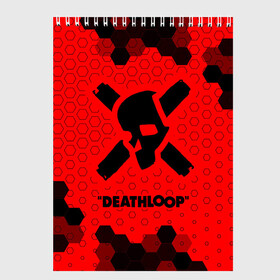 Скетчбук с принтом Deathloop - Череп - Соты в городе Новоалтайск, 100% бумага
 | 48 листов, плотность листов — 100 г/м2, плотность картонной обложки — 250 г/м2. Листы скреплены сверху удобной пружинной спиралью | Тематика изображения на принте: death | deathloop | game | games | loop | дэслуп | дэт | дэтлуп | знак | игра | игры | лого | луп | мертвая | пелтя | символ | соты | череп