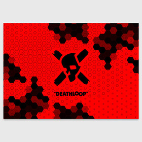 Поздравительная открытка с принтом Deathloop - Череп - Соты в городе Новоалтайск, 100% бумага | плотность бумаги 280 г/м2, матовая, на обратной стороне линовка и место для марки
 | Тематика изображения на принте: death | deathloop | game | games | loop | дэслуп | дэт | дэтлуп | знак | игра | игры | лого | луп | мертвая | пелтя | символ | соты | череп