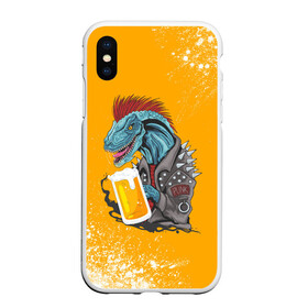 Чехол для iPhone XS Max матовый с принтом Пивозавр - Взрыв в городе Новоалтайск, Силикон | Область печати: задняя сторона чехла, без боковых панелей | Тематика изображения на принте: dinosaur | pivo | pivozavr | взрыв | динозавр | краска | прикол