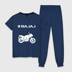 Женская пижама хлопок с принтом BAJAJ / БАДЖАДЖ / MOTOSPORT в городе Новоалтайск, 100% хлопок | брюки и футболка прямого кроя, без карманов, на брюках мягкая резинка на поясе и по низу штанин | avenger. | bajaj | boxer | dominar | motorcycle | motosport | pulsar | racing | speed | sport | баджадж | байк | гонки | двигатель | мото | мотокросс | мотоспорт | мототриал | мотоцикл | скорость | спорт