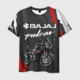 Мужская футболка 3D с принтом BAJAJ PULSAR / БАДЖАДЖ ПУЛЬСАР в городе Новоалтайск, 100% полиэфир | прямой крой, круглый вырез горловины, длина до линии бедер | avenger. | bajaj | boxer | dominar | motorcycle | motosport | pulsar | racing | speed | sport | баджадж | байк | гонки | двигатель | мото | мотокросс | мотоспорт | мототриал | мотоцикл | скорость | спорт
