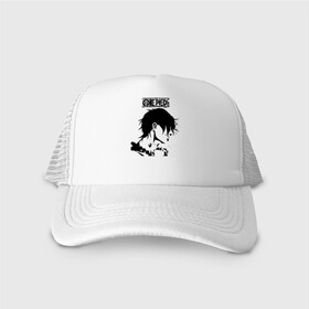 Кепка тракер с сеткой с принтом Портгас Д. Эйс One Piece в городе Новоалтайск, трикотажное полотно; задняя часть — сетка | длинный козырек, универсальный размер, пластиковая застежка | anime | manga | one piece | whitebeard pirates | аниме | бандит | большой куш | ван пис | вон пис | гол д. эйс | командир 2 ой дивизии | король пиратов | манга | пират | пираты белой бороды | пираты белоуса | портгас д. эйс
