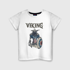 Детская футболка хлопок с принтом Викинг | Viking | Воин (Z) в городе Новоалтайск, 100% хлопок | круглый вырез горловины, полуприлегающий силуэт, длина до линии бедер | scandinavian | skull | valhala | valhalla | viking | vikings | warriros | вальхала | викинг | воин | скандинавия | скандинавская мифология | череп