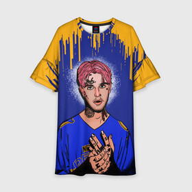 Детское платье 3D с принтом LIL PEEP | ЛИЛ ПИП (Z) в городе Новоалтайск, 100% полиэстер | прямой силуэт, чуть расширенный к низу. Круглая горловина, на рукавах — воланы | Тематика изображения на принте: lil peep | lil prince | pink | зарубежная музыка | лил пип | маленький принц