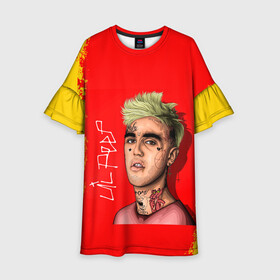 Детское платье 3D с принтом LIL PEEP | ЛИЛ ПИП (Z) в городе Новоалтайск, 100% полиэстер | прямой силуэт, чуть расширенный к низу. Круглая горловина, на рукавах — воланы | Тематика изображения на принте: lil peep | lil prince | pink | зарубежная музыка | лил пип | маленький принц