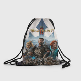 Рюкзак-мешок 3D с принтом Kings Bounty 2 трио в городе Новоалтайск, 100% полиэстер | плотность ткани — 200 г/м2, размер — 35 х 45 см; лямки — толстые шнурки, застежка на шнуровке, без карманов и подкладки | games | kings bounty 2 | knight | magic | pc | playstation | rpg | sword | xbox | игры | иксбокс | королевская награда | магия | меч | пк | плейстешен | рпг | рыцарь