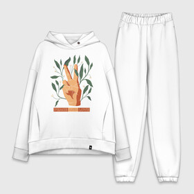 Женский костюм хлопок Oversize с принтом Мир и любовь в городе Новоалтайск,  |  | love | peace | любовь | мир | мир и любовь | растения | текст | цветы | цитата