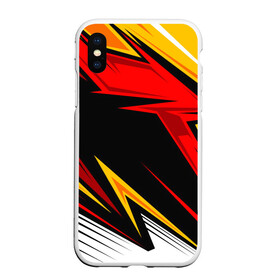 Чехол для iPhone XS Max матовый с принтом КРАСНО-ЖЕЛТЫЙ СПОРТ | SPORT в городе Новоалтайск, Силикон | Область печати: задняя сторона чехла, без боковых панелей | 3d | abstraction | geometry | hexagon | neon | paints | red | stripes | texture | yellow | абстракция | брызги | геометрия | желтый | краски | красный | неон | неоновый | разлом | соты | текстура