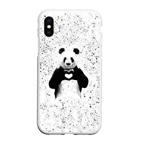 Чехол для iPhone XS Max матовый с принтом Панда Любовь Сердце Брызги в городе Новоалтайск, Силикон | Область печати: задняя сторона чехла, без боковых панелей | Тематика изображения на принте: animals | beast | panda | брызги | глаза | животные | звери | краски | любовь | милые | панда | пятна | растения | сердце | серый | точки | цветы | чб | эвкалипт