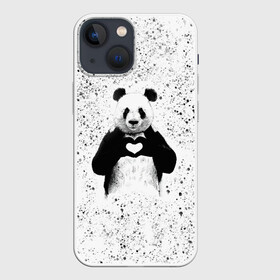 Чехол для iPhone 13 mini с принтом Панда Любовь Сердце Брызги в городе Новоалтайск,  |  | animals | beast | panda | брызги | глаза | животные | звери | краски | любовь | милые | панда | пятна | растения | сердце | серый | точки | цветы | чб | эвкалипт