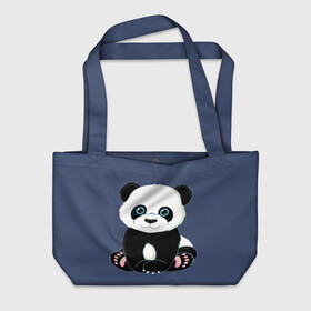 Пляжная сумка 3D с принтом Милая Панда (Sweet Panda) в городе Новоалтайск, 100% полиэстер | застегивается на металлическую кнопку; внутренний карман застегивается на молнию. Стенки укреплены специальным мягким материалом, чтобы защитить содержимое от несильных ударов
 | animals | beast | panda | глаза | детям | животные | звери | лапки | милые | мульт | панда | растения | цветы | эвкалипт
