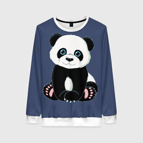 Женский свитшот 3D с принтом Милая Панда (Sweet Panda) в городе Новоалтайск, 100% полиэстер с мягким внутренним слоем | круглый вырез горловины, мягкая резинка на манжетах и поясе, свободная посадка по фигуре | animals | beast | panda | глаза | детям | животные | звери | лапки | милые | мульт | панда | растения | цветы | эвкалипт