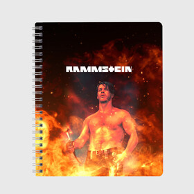 Тетрадь с принтом RAMMSTEIN | РАМШТАЙН (Z) в городе Новоалтайск, 100% бумага | 48 листов, плотность листов — 60 г/м2, плотность картонной обложки — 250 г/м2. Листы скреплены сбоку удобной пружинной спиралью. Уголки страниц и обложки скругленные. Цвет линий — светло-серый
 | Тематика изображения на принте: lindemann | lm | rammstein | rock | кристиан лоренц | линдеманн | лм | музыка | рамштайн | рок | тилль линдеманн