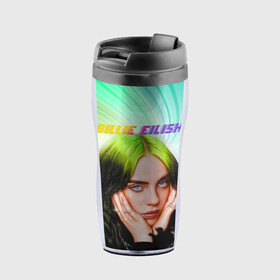 Термокружка-непроливайка с принтом BILLIE EILISH / БИЛЛИ АЙЛИШ (Z) в городе Новоалтайск, внутренняя часть — пищевой пластик, наружная часть — прозрачный пластик, между ними — полиграфическая вставка с рисунком | объем — 350 мл, герметичная крышка | be | billie | billie eilish | blohsh | ghoul | айлиш | билли | билли айлиш | биляш