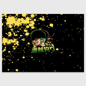Поздравительная открытка с принтом Зоро One Piece. Большой куш в городе Новоалтайск, 100% бумага | плотность бумаги 280 г/м2, матовая, на обратной стороне линовка и место для марки
 | Тематика изображения на принте: anime | manga | one piece | zoro roronoa | аниме | большой куш | ван пис | великий флот | вон пис | зородзюро | король пиратов | манга | мечник | охотник за головами | охотник на пиратов | пират