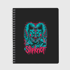 Тетрадь с принтом Slipknot Monster в городе Новоалтайск, 100% бумага | 48 листов, плотность листов — 60 г/м2, плотность картонной обложки — 250 г/м2. Листы скреплены сбоку удобной пружинной спиралью. Уголки страниц и обложки скругленные. Цвет линий — светло-серый
 | alternative | metall | music | rock | slipknot | slipnot | альтернатива | металл | музыка | рок | слипкнот | слипнот
