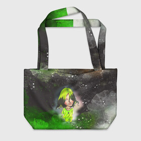 Пляжная сумка 3D с принтом BILLIE EILISH | БИЛЛИ АЙЛИШ (Z) в городе Новоалтайск, 100% полиэстер | застегивается на металлическую кнопку; внутренний карман застегивается на молнию. Стенки укреплены специальным мягким материалом, чтобы защитить содержимое от несильных ударов
 | be | billie | billie eilish | blohsh | ghoul | айлиш | билли | билли айлиш | бэрд | пайрат | пайрат бэрд