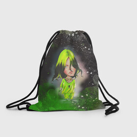 Рюкзак-мешок 3D с принтом BILLIE EILISH | БИЛЛИ АЙЛИШ (Z) в городе Новоалтайск, 100% полиэстер | плотность ткани — 200 г/м2, размер — 35 х 45 см; лямки — толстые шнурки, застежка на шнуровке, без карманов и подкладки | Тематика изображения на принте: be | billie | billie eilish | blohsh | ghoul | айлиш | билли | билли айлиш | бэрд | пайрат | пайрат бэрд