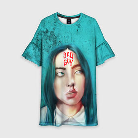 Детское платье 3D с принтом BAD GUY | BILLIE EILISH (Z) в городе Новоалтайск, 100% полиэстер | прямой силуэт, чуть расширенный к низу. Круглая горловина, на рукавах — воланы | bad guy | badguy | be | bg | billie | billie eilish | blohsh | ghoul | айлиш | билли | билли айлиш | бэрд | пайрат | пайрат бэрд