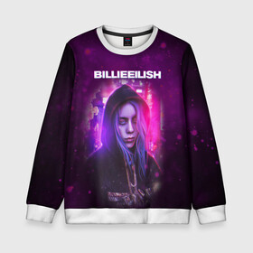 Детский свитшот 3D с принтом BILLIE EILISH | GLITCH (Z) в городе Новоалтайск, 100% полиэстер | свободная посадка, прямой крой, мягкая тканевая резинка на рукавах и понизу свитшота | be | billie | billie eilish | blohsh | ghoul | glitch | айлиш | билли | билли айлиш | бэрд | глитч | пайрат | пайрат бэрд