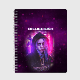 Тетрадь с принтом BILLIE EILISH | GLITCH (Z) в городе Новоалтайск, 100% бумага | 48 листов, плотность листов — 60 г/м2, плотность картонной обложки — 250 г/м2. Листы скреплены сбоку удобной пружинной спиралью. Уголки страниц и обложки скругленные. Цвет линий — светло-серый
 | Тематика изображения на принте: be | billie | billie eilish | blohsh | ghoul | glitch | айлиш | билли | билли айлиш | бэрд | глитч | пайрат | пайрат бэрд